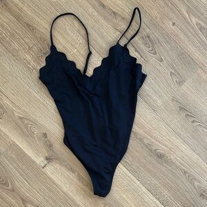 Mango Black Scalloped Swimsuit